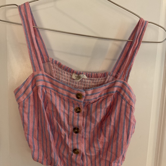 Ultra Flirt - Wide Strap Button Down Crop Top - Pink - Junior’s Size Small - Picture 2 of 8